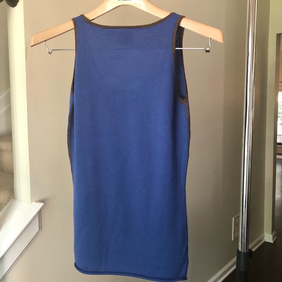 Tory Burch Sweater Vest Blue & Brown 100% Wool XS - Picture 4 of 8
